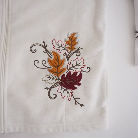 Vintage Jasper Canada White Travel Fall Leaves Zip Up Fleece Sweater M - Picture 6 of 11